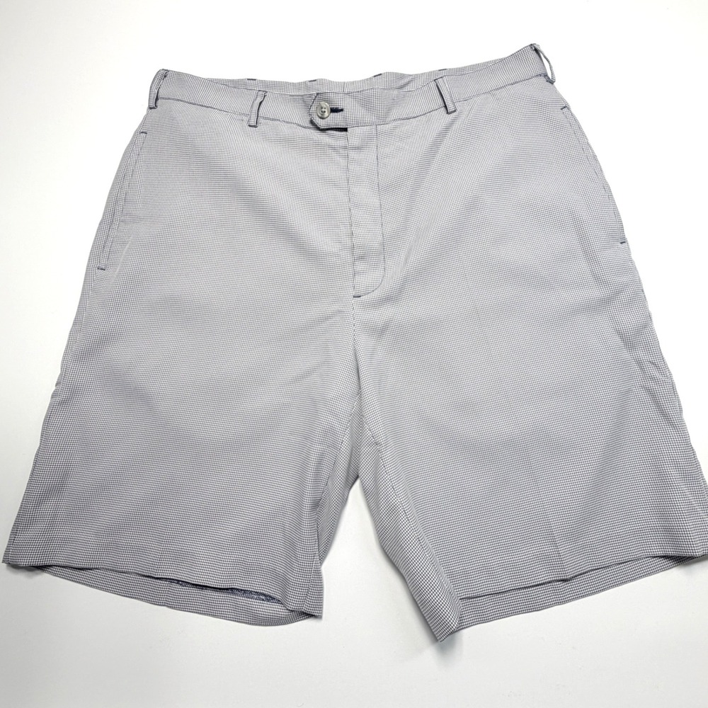 Donald Ross Mens Golf Shorts Size 34 Blue White Micro Houndstooth Performance